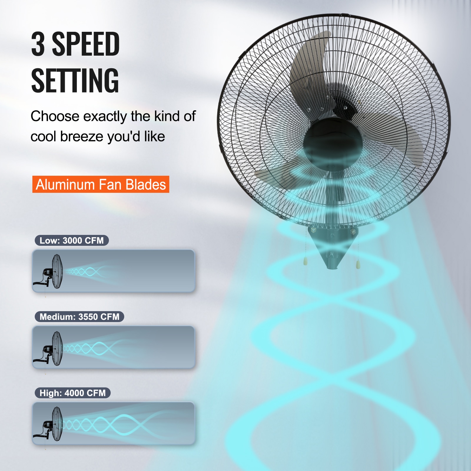 Wall Mounted Oscillating Fan High Velocity Industrial Air Cooler_voghion.com